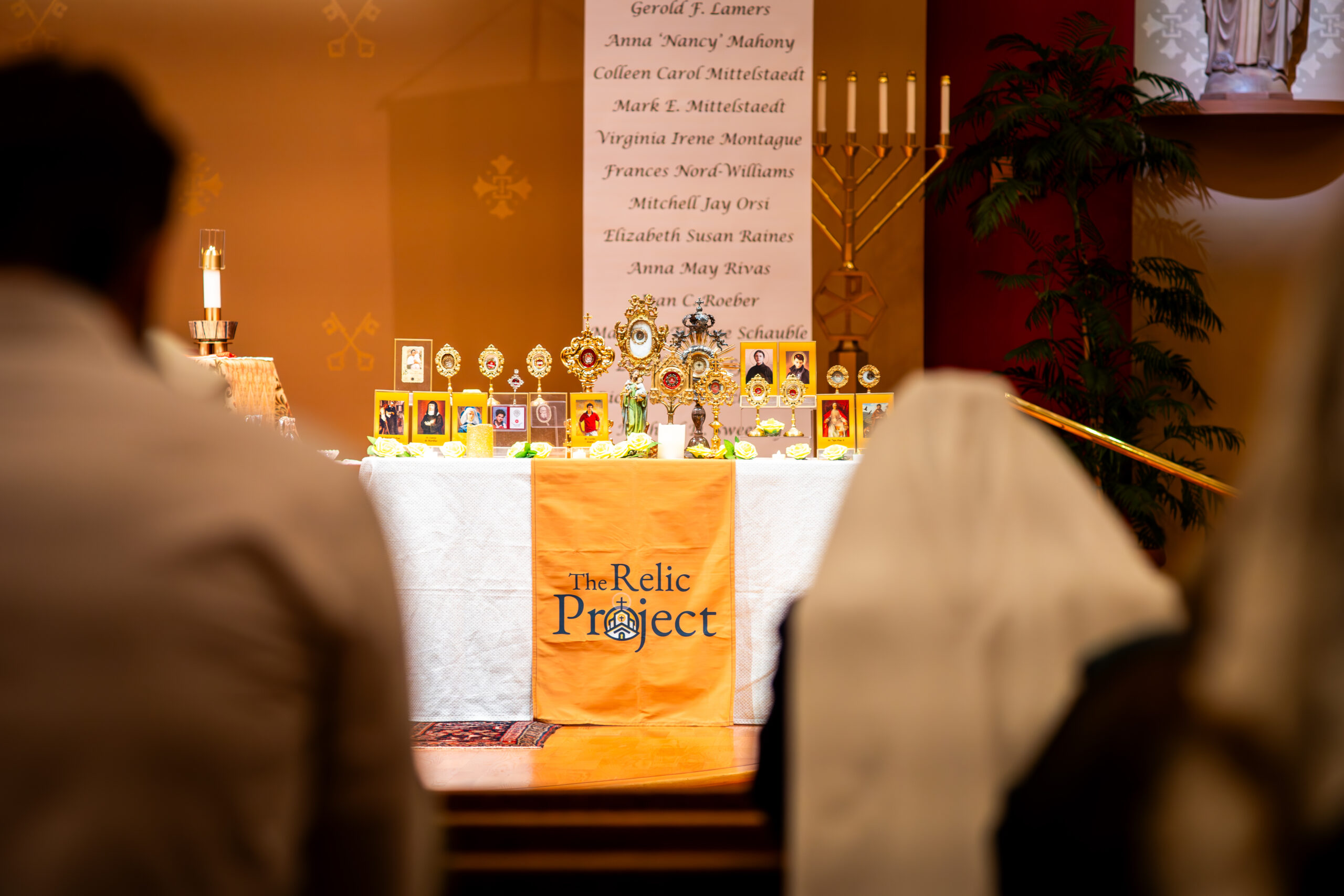 People prayer before holy relics of the saints, provided by The Relic Project.